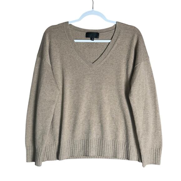 Nili Lotan 100% Brown Cashmere V-Neck Knit Sweater Sz S Quiet Luxury Cozy Chic - Picture 1 of 6